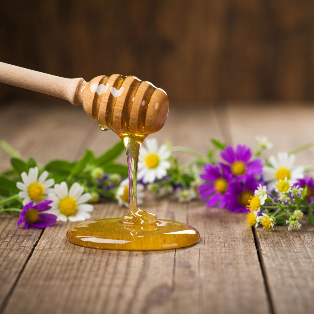 Alpenhonig auf Holzlöffel