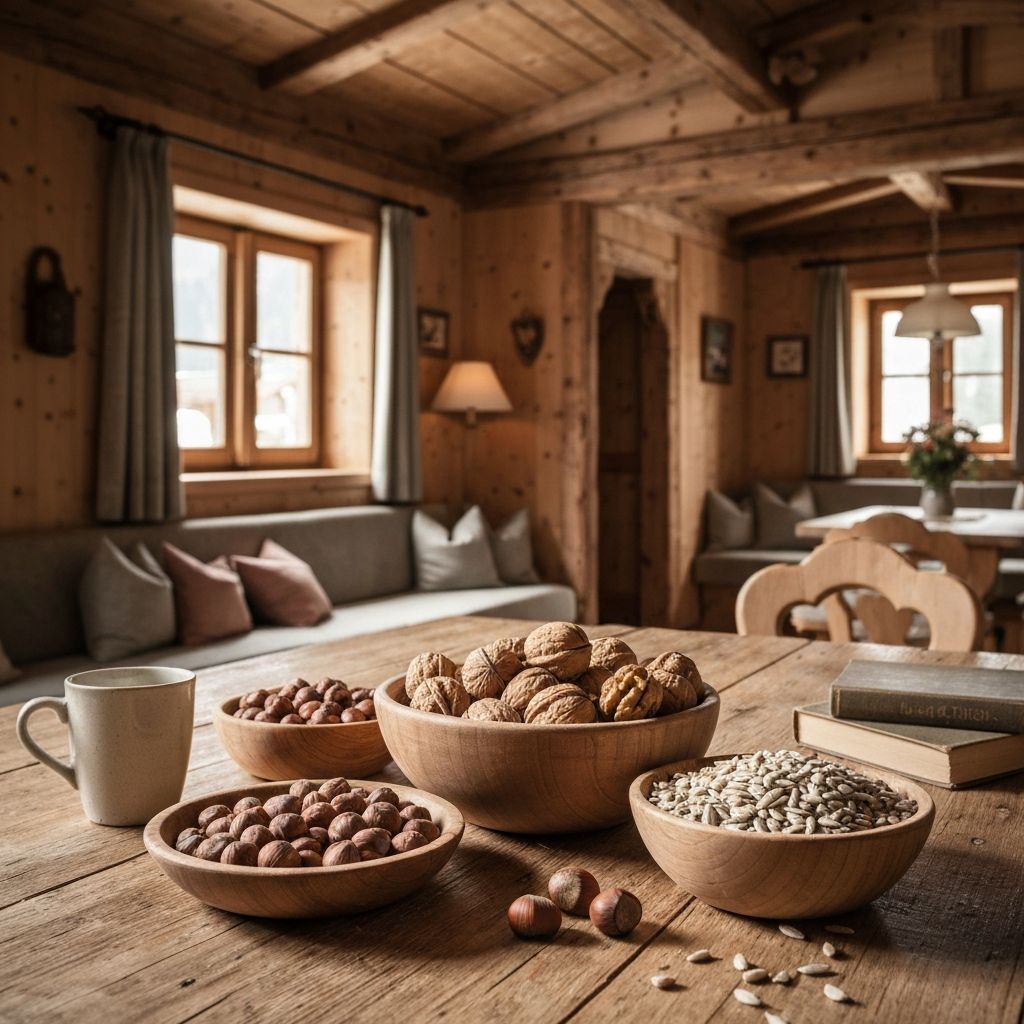 Nüsse in Holzschalen